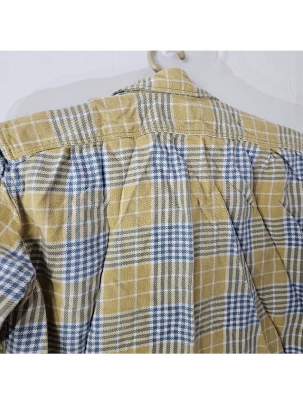 Eddie Bauer Button Up Shirt Mens M Yellow Plaid Long Sleeve Cotton Top Casual - Picture 5 of 11
